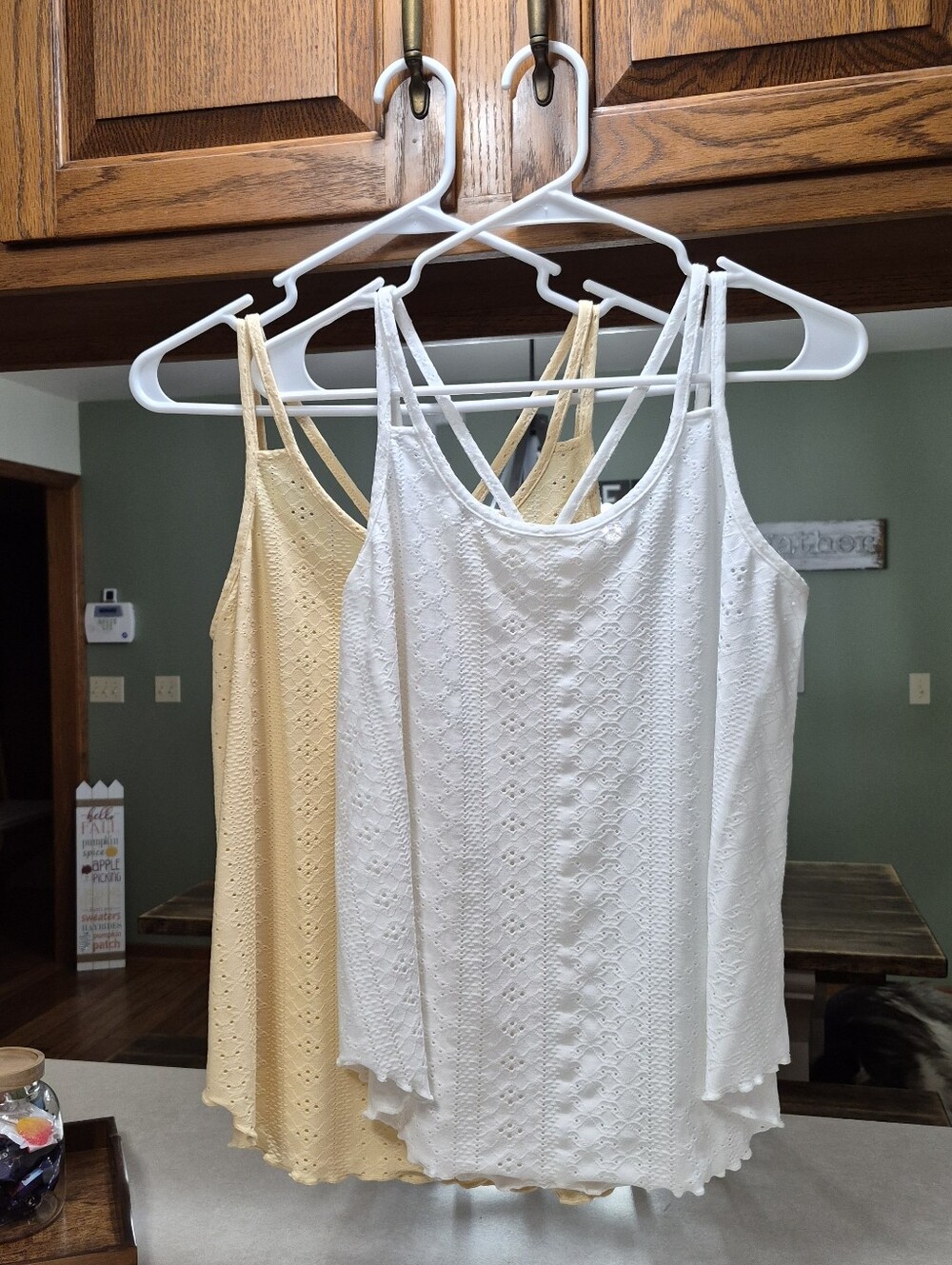 Women's Eyelet Tank Top Bundle - White & Yellow